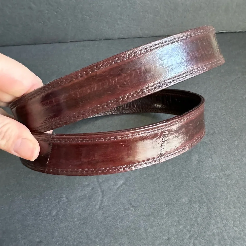 Vintage Eel‎ Skin Leather Belt Brown Exotic Dress Unisex Mens Womens M / L 36
